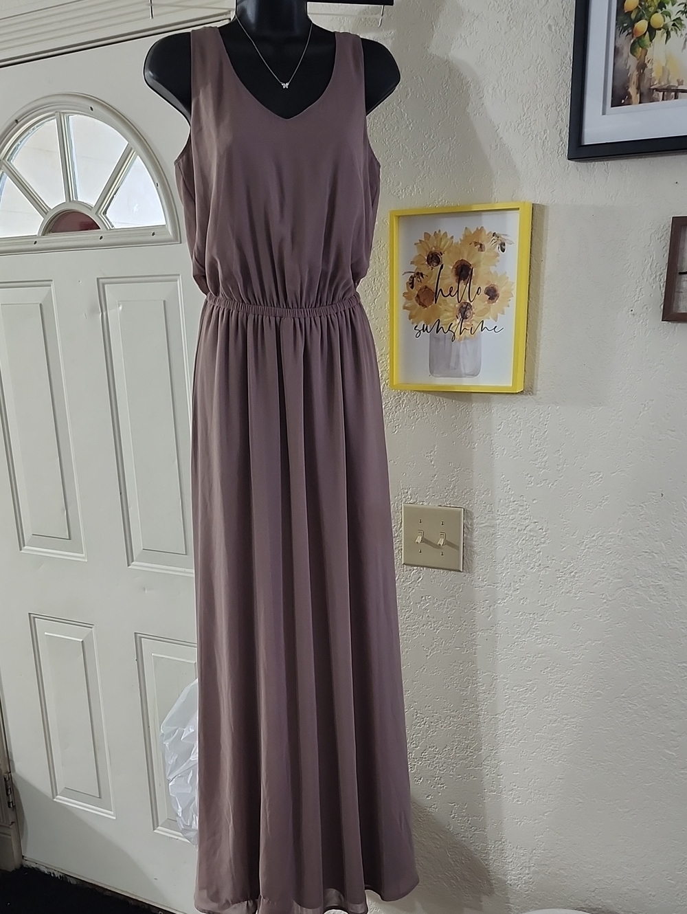 Show Me Your Mumu Kendall Maxi Dress Dusty Rose / Taupe Chiffon Size M Wedding